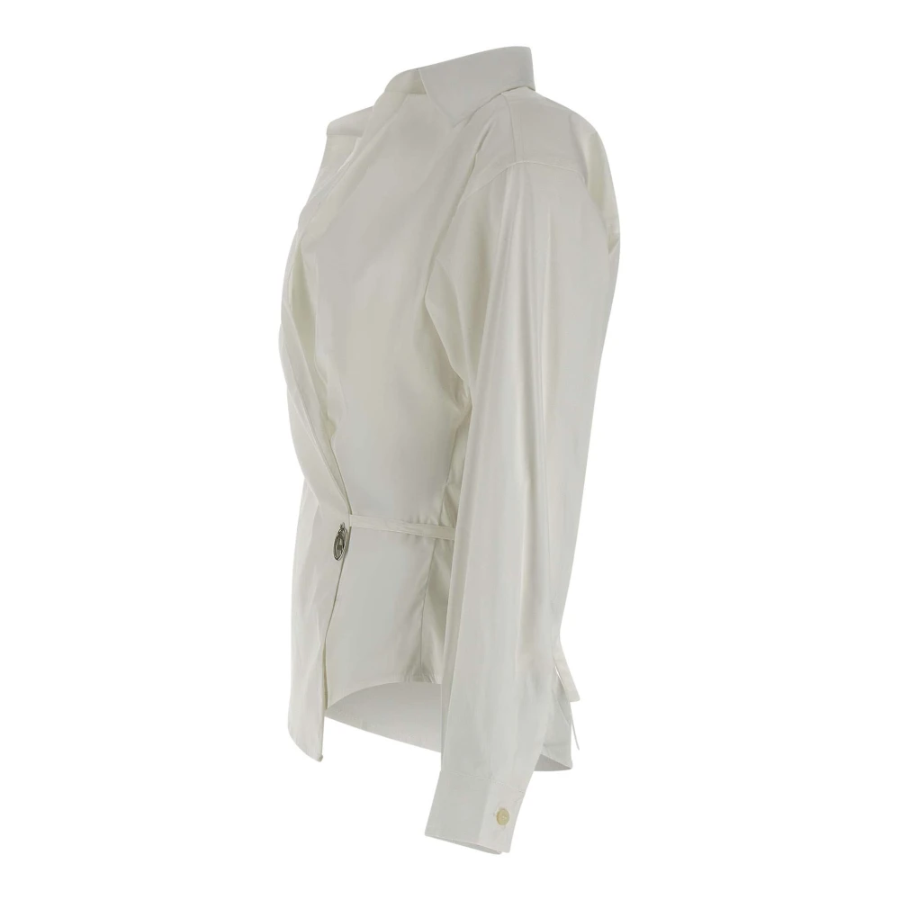 Diesel Witte Poplin Overhemd met Ovaal Logo White Dames