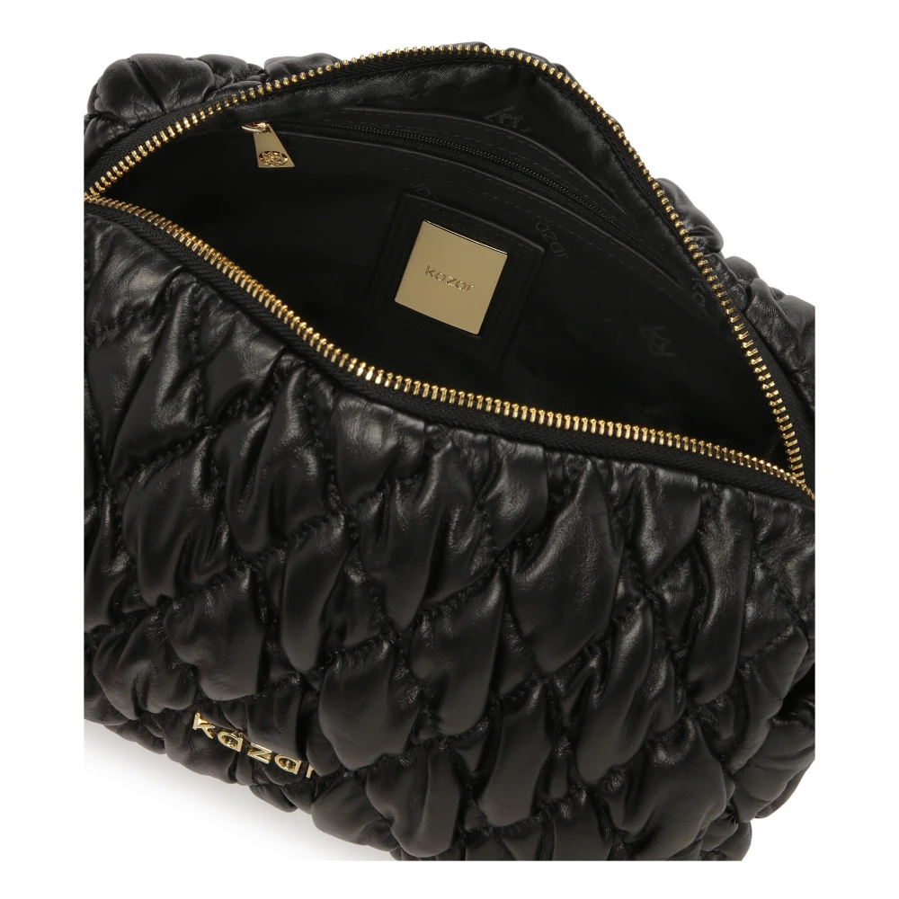 Kazar Zwarte leren make-uptas met quilten Black Heren