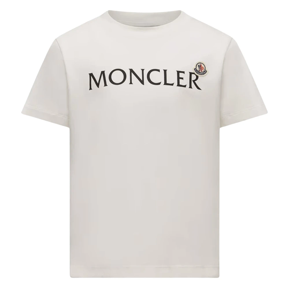 Moncler Boys Beige Kids Short Sleeve T-Shirts, 4 Y, Logo T-Shirt In Ivory