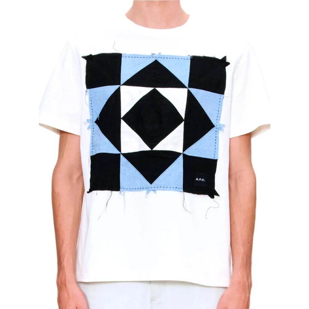 A.p.c. Men's White T-Shirts, L, T-Shirt Patchwork