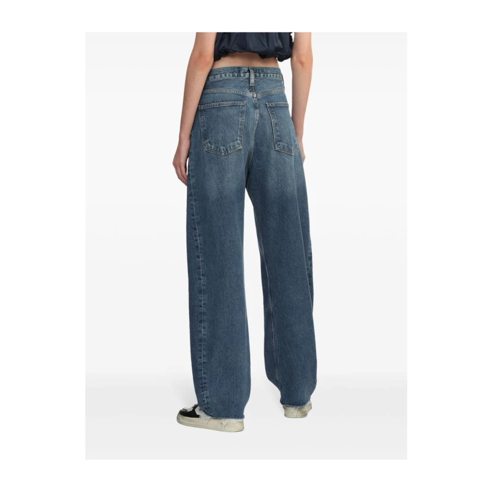 Agolde Blauwe Denim Straight Leg Jeans Blue Dames