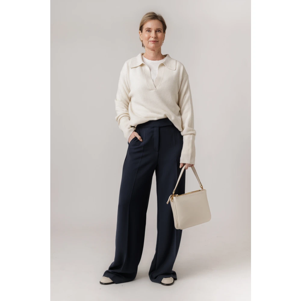 Lisa Yang Serena Cream V-Neck Sweater White Dames
