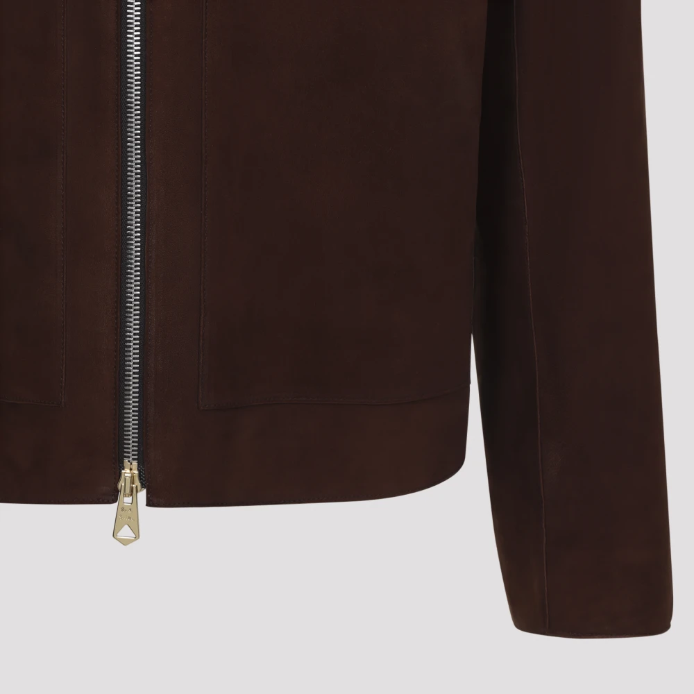 PS By Paul Smith Bruine Leren Jas Regular Fit Brown Heren