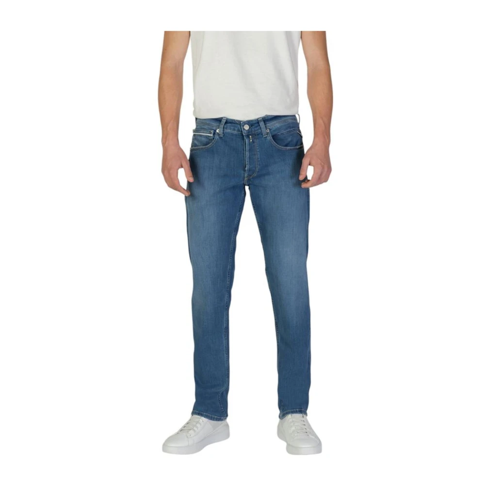 Replay Blauwe Katoenen Regular Loose Jeans Collectie Blue Heren