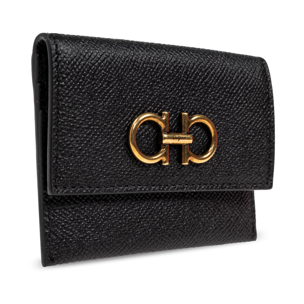 Salvatore Ferragamo Leren kaarthouder Black Dames