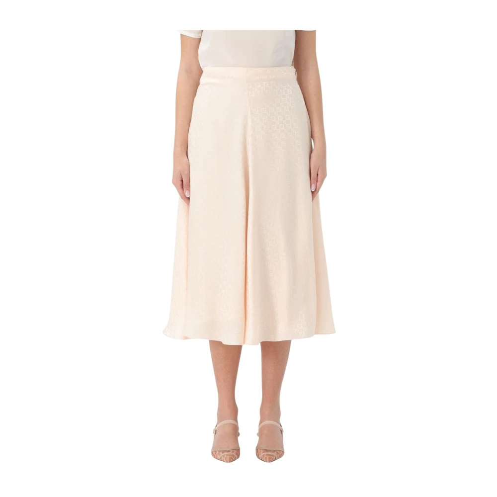 Fendi Women's Beige Ff Motif Midi Skirt