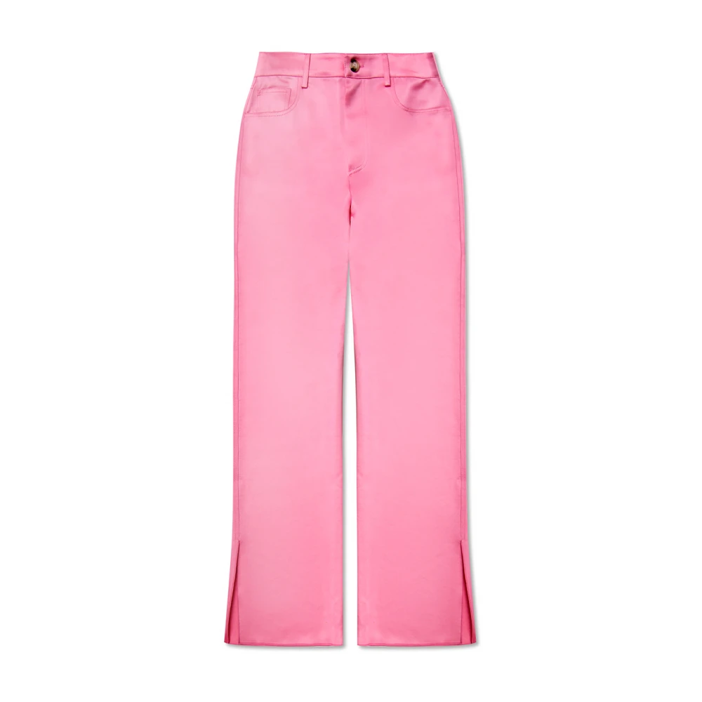 Nanushka Women's Pink Vaeda Satin Trousers - Wide Trousers - M - Trousers