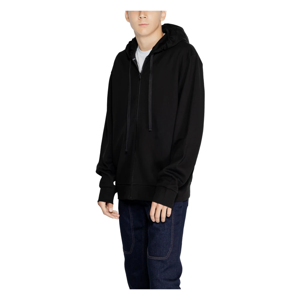 Emporio Armani Zwarte Zip-Up Hoodie met Zakken Black Heren