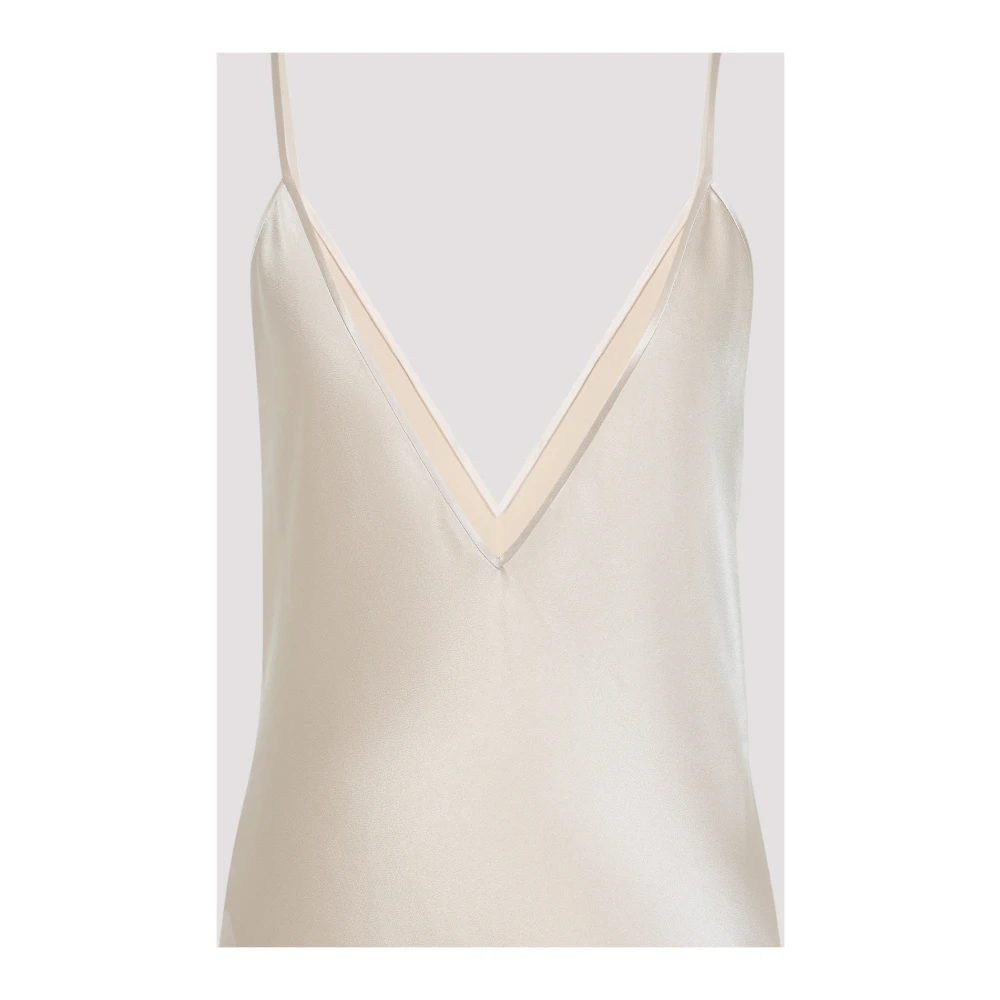 Saint Laurent Zijden Jurk Beige Dames
