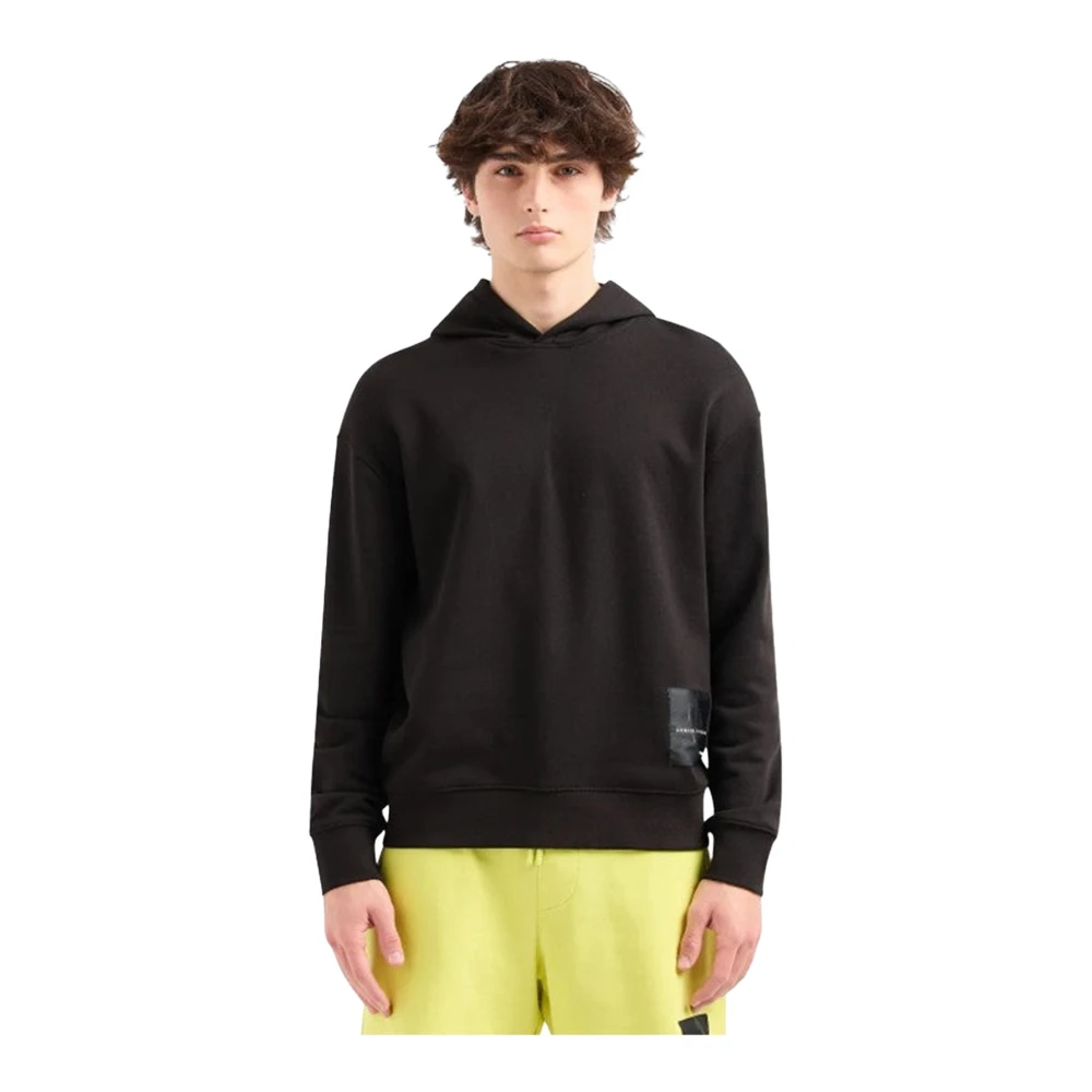Armani Exchange Katoenen Hoodie Zwart Patch Logo Black Heren