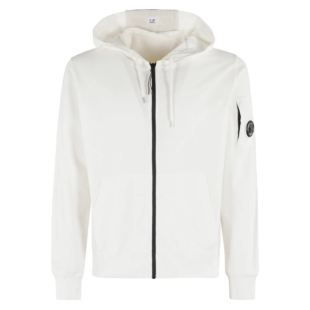 C.P. Company Comfortabele Rits Fleece Hoodie White Heren