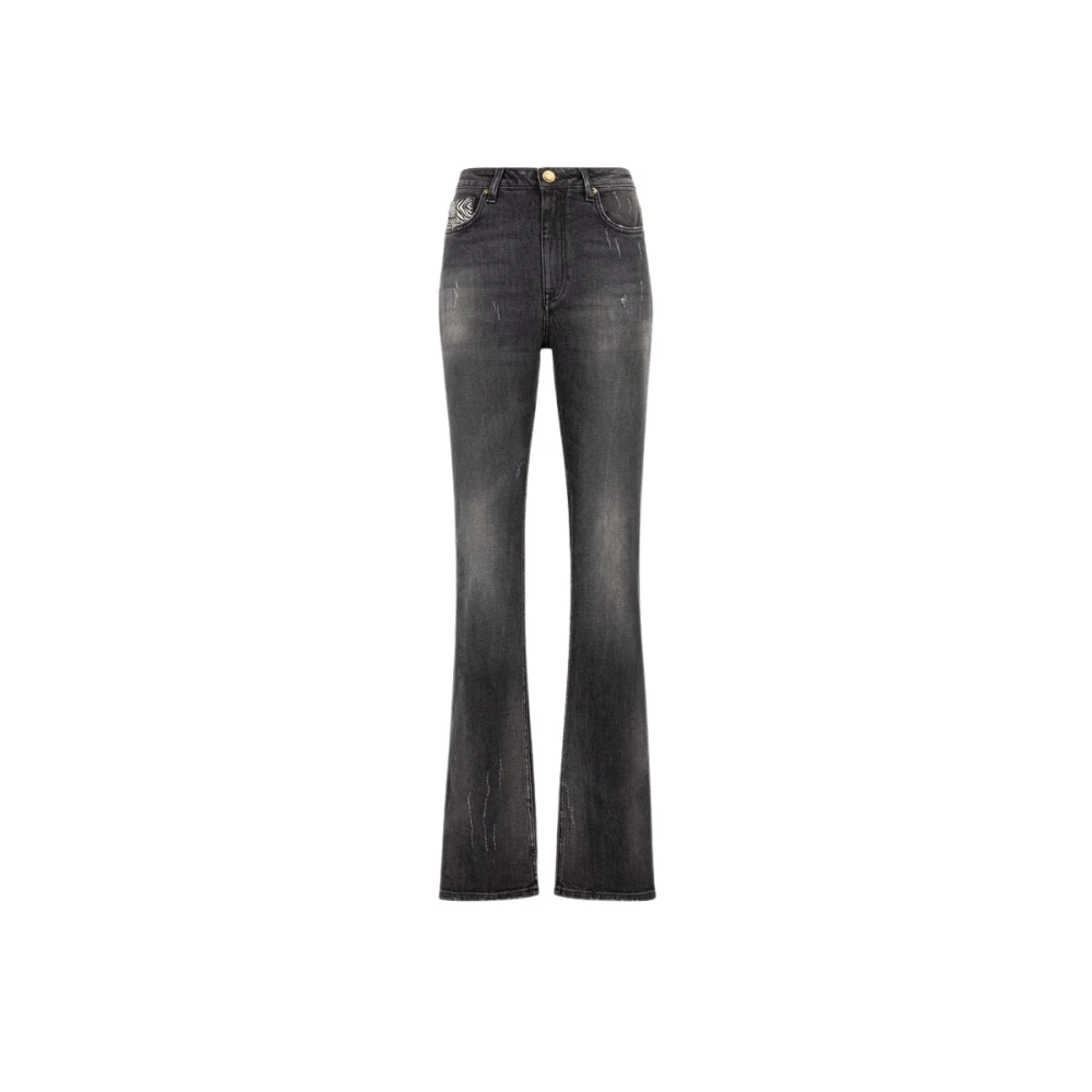 Roberto Cavalli Patchwork Straight-Leg Jeans met dierenprint Black Dames