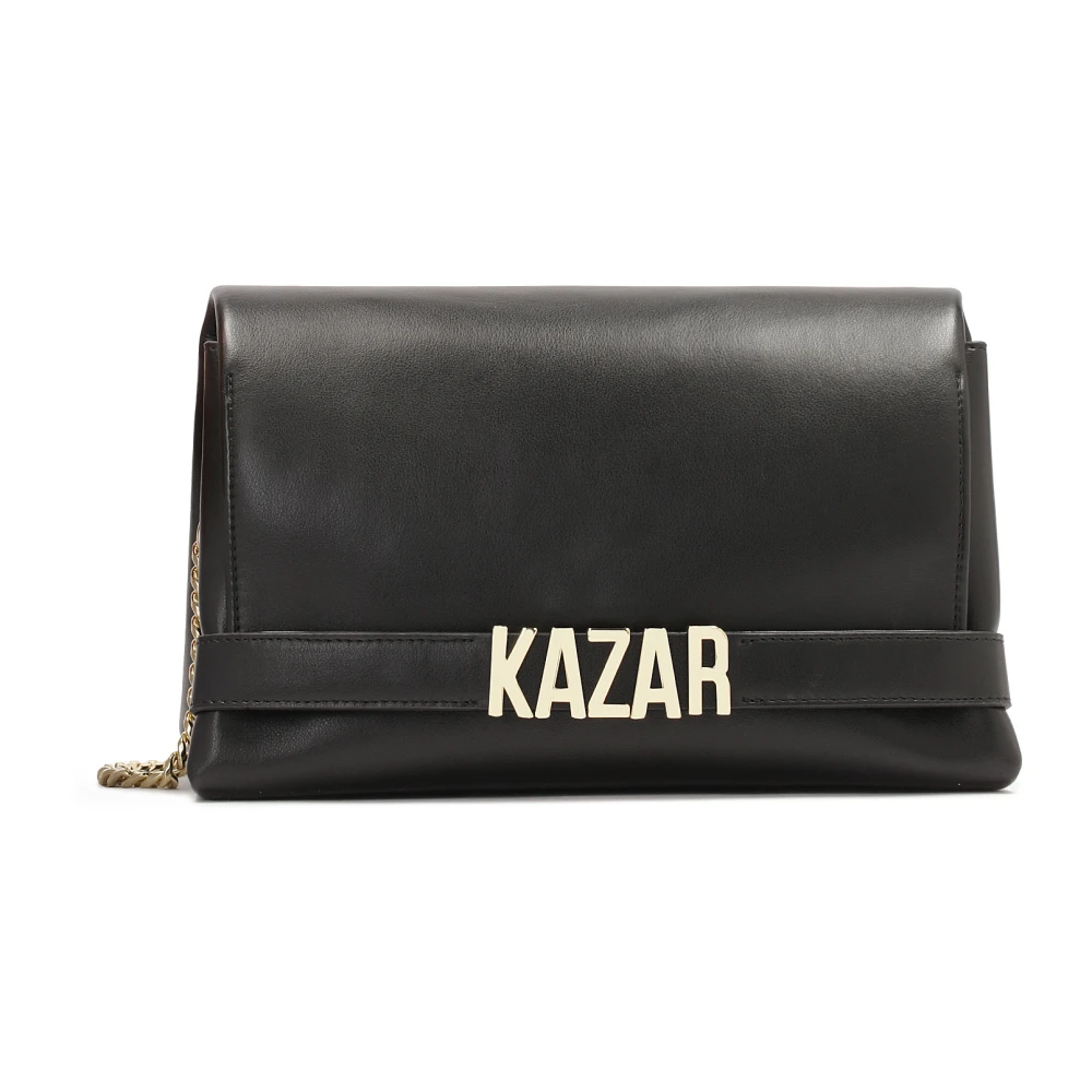 Kazar Zwarte geometrische handtas met metalen logo Black Dames