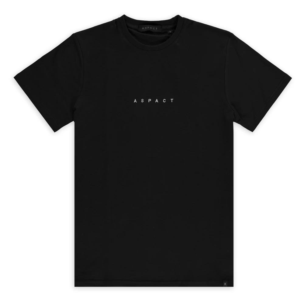 Aspact Zwart Geborduurd T-shirt Trendy Design Black Heren
