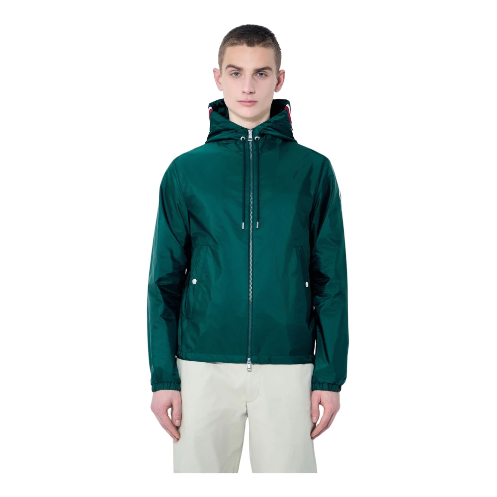 Moncler Gestreepte capuchon windjack Green Heren