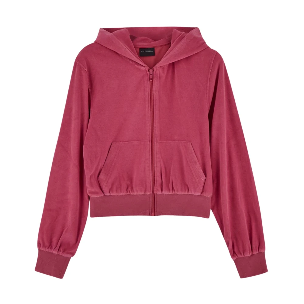 Balenciaga Katoenen Zip Hoodie Pink Dames