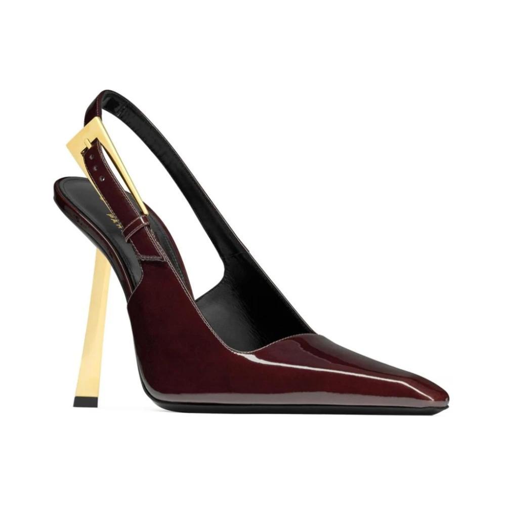 Saint Laurent Bruine Patent Leren Slingback Pumps Brown Dames