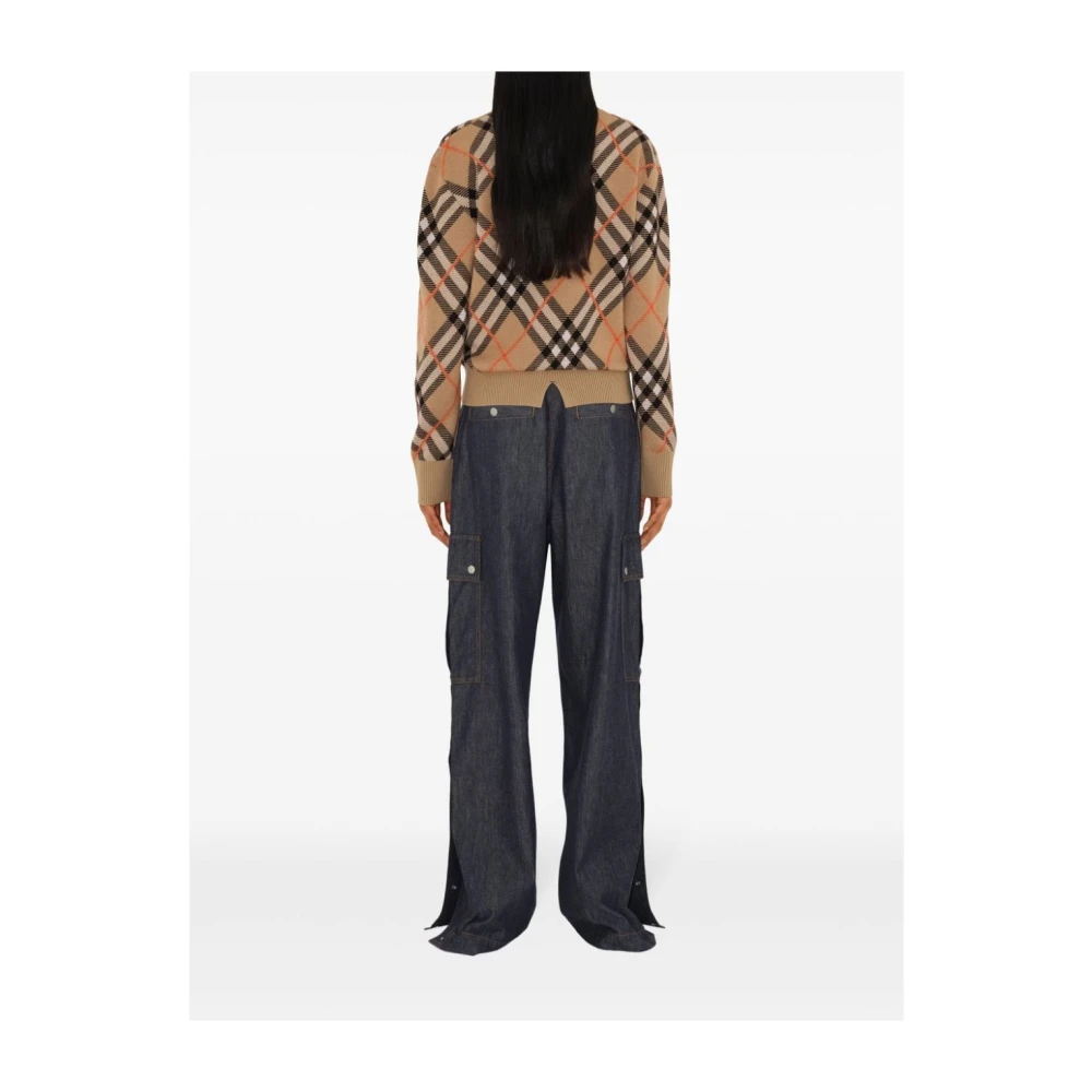 Burberry Gebreide Trui met Patroon Beige Dames