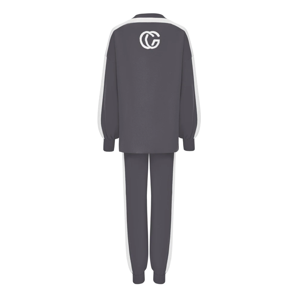 Cesare Gaspari Luxe Gebreide Jogger Set Grijs Gray Dames