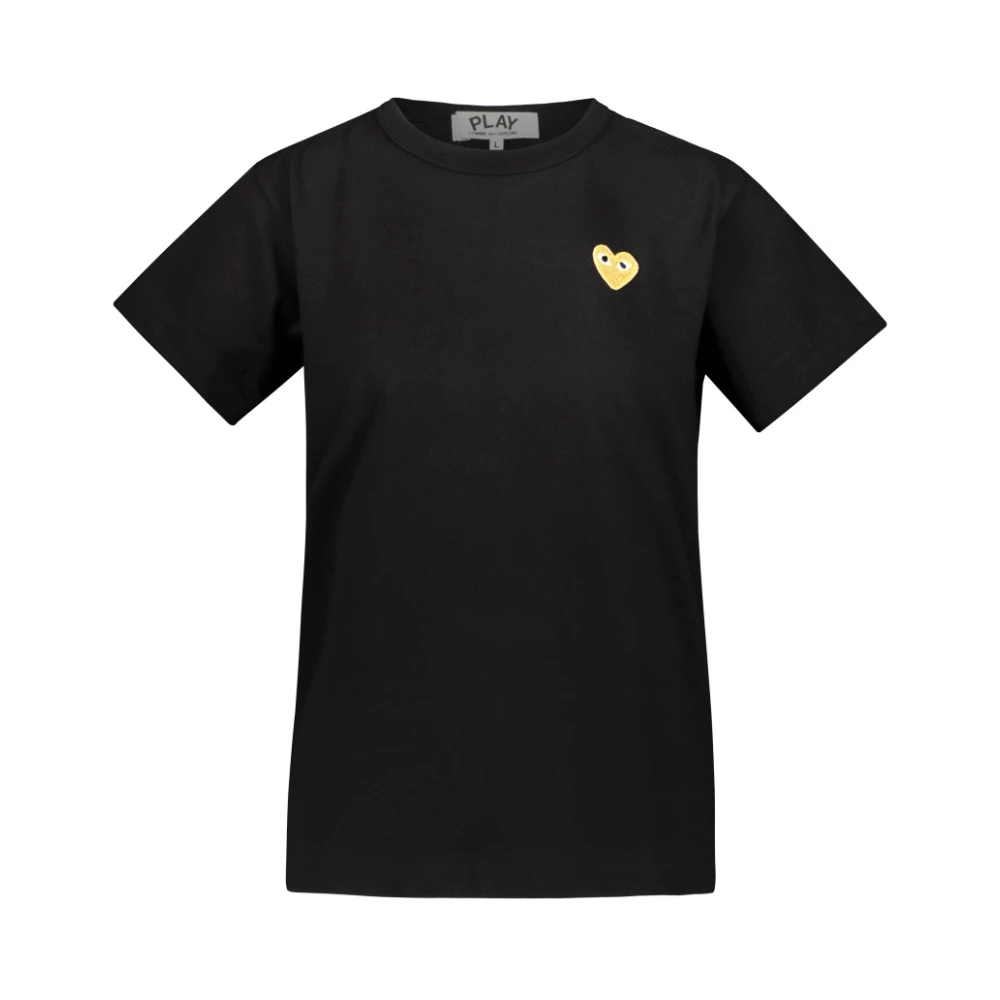Comme des Garçons T-shirt met gouden hart borduursel Black Dames