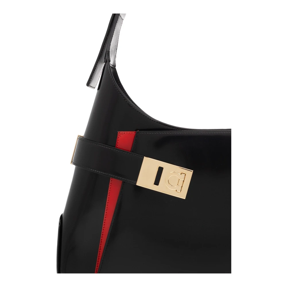 Salvatore Ferragamo Gancini Arch Hobo Schoudertas Black Dames