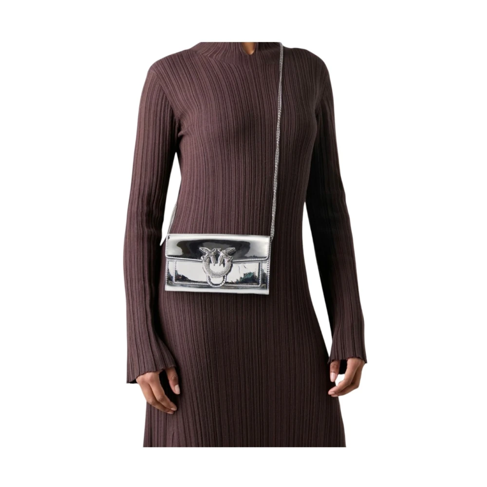 pinko Stijlvolle Leren Tas Gray Dames