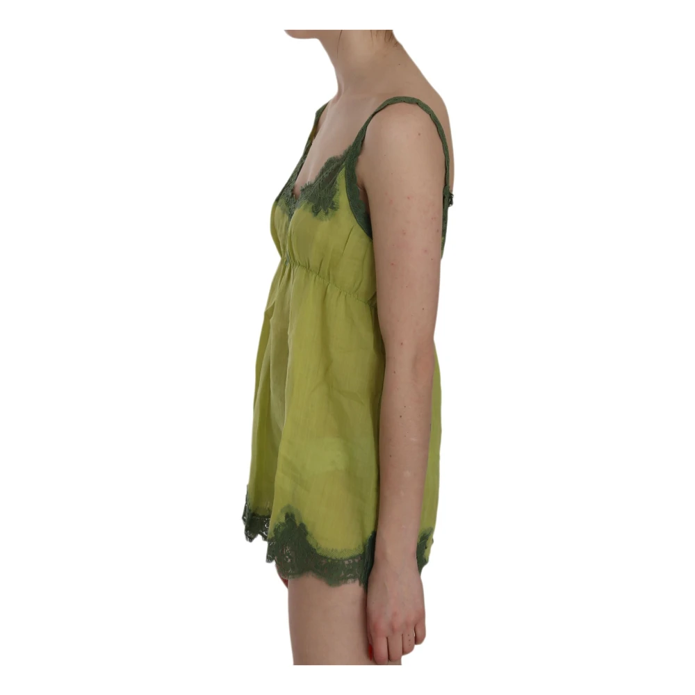 Pink Memories Groene Kant Tank Top Green Dames