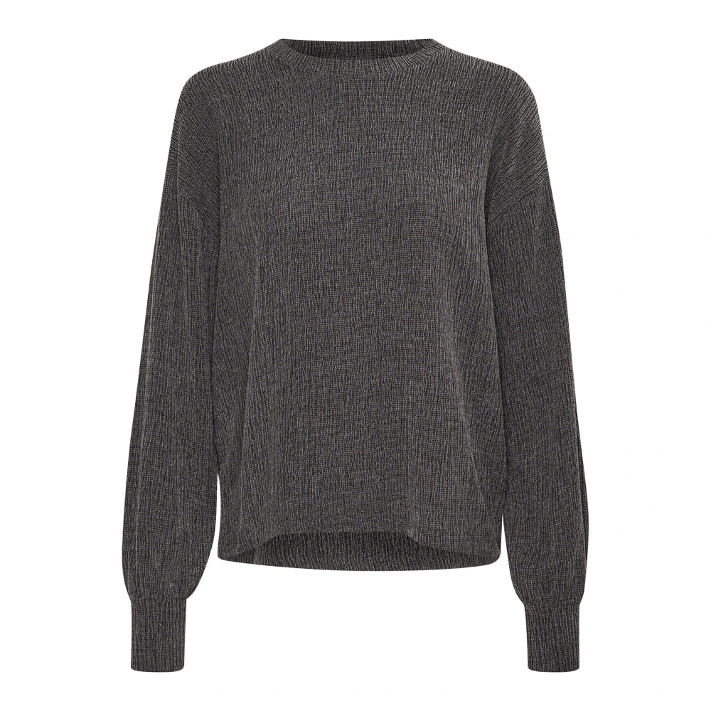 Kaffe Donkergrijze Melange Blouse met Lange Mouwen Gray Dames