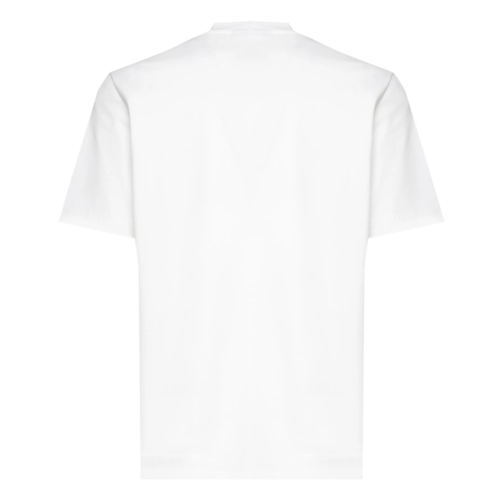Giuliano Galiano Witte Katoenen T-shirt Ronde Kraag Halve Mouwen White Heren
