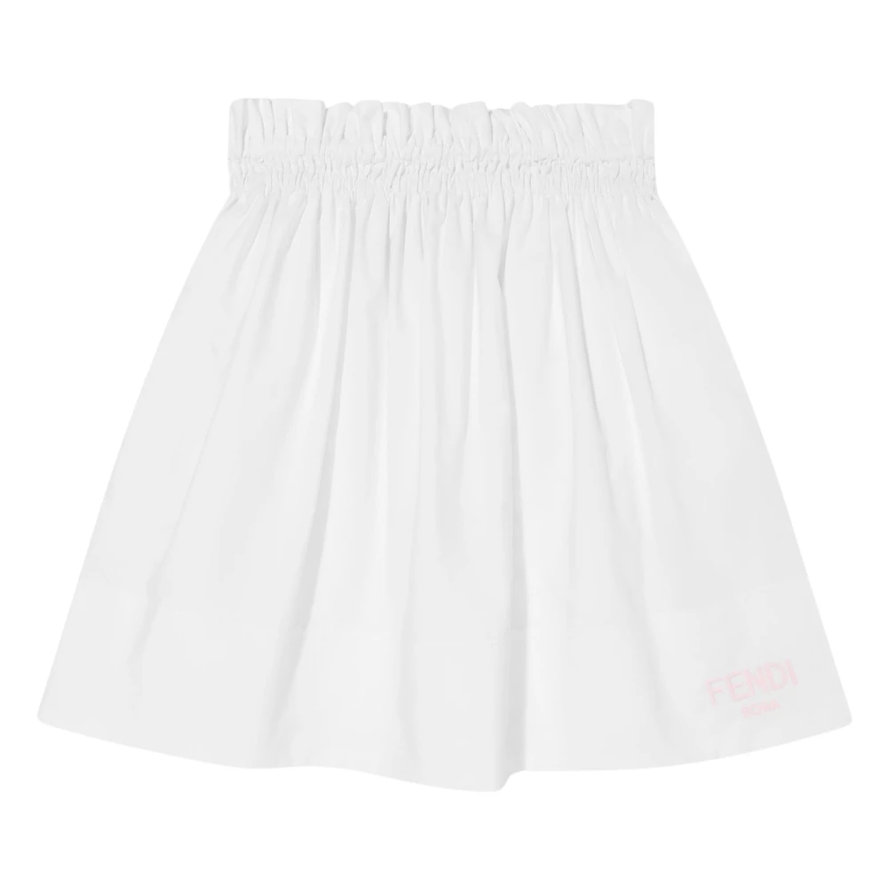 Fendi Girls White Kids Skirts, 10 Y, Cotton Logo Skirt