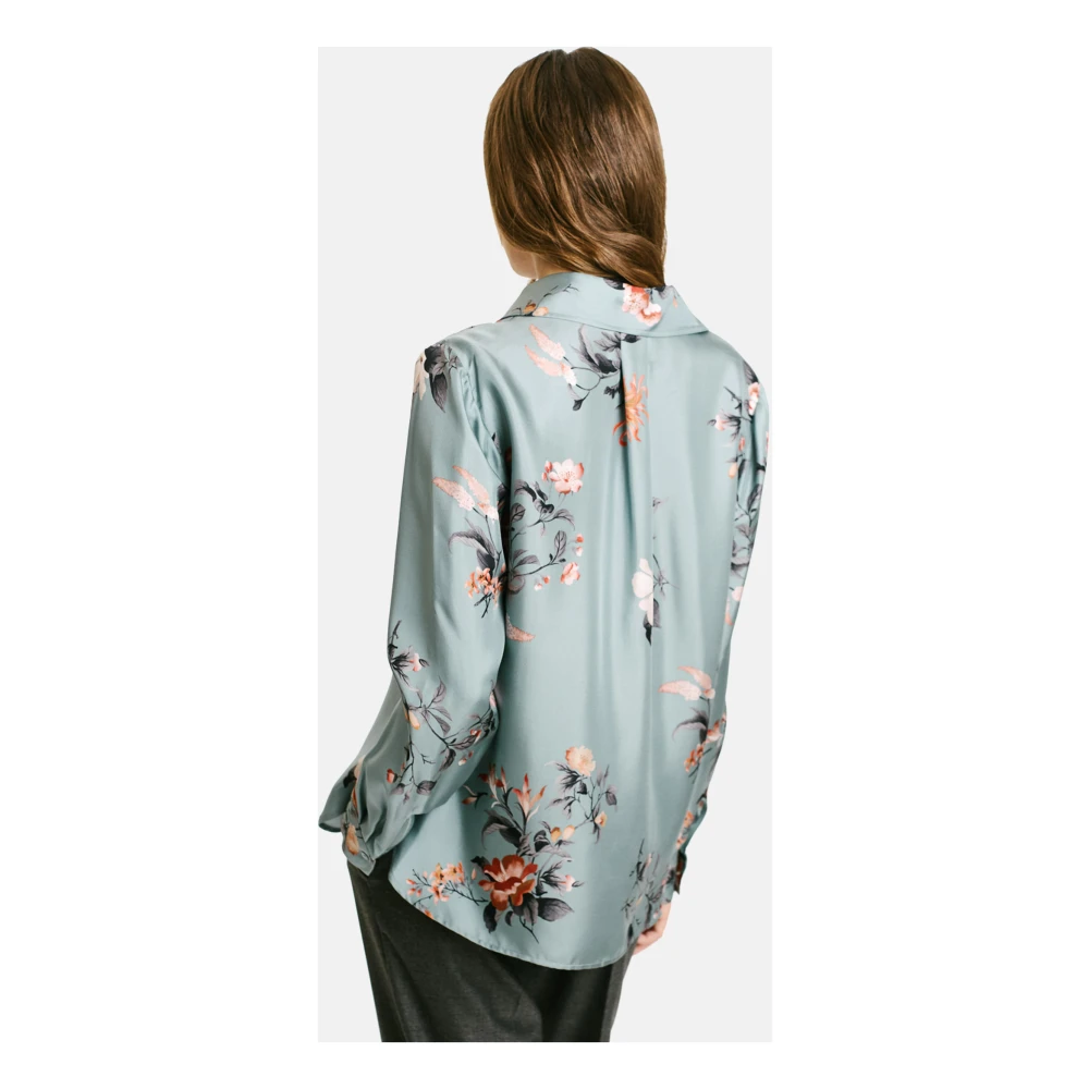 Momoni Zijden twill klassieke blouse met patroon kraag Blue Dames