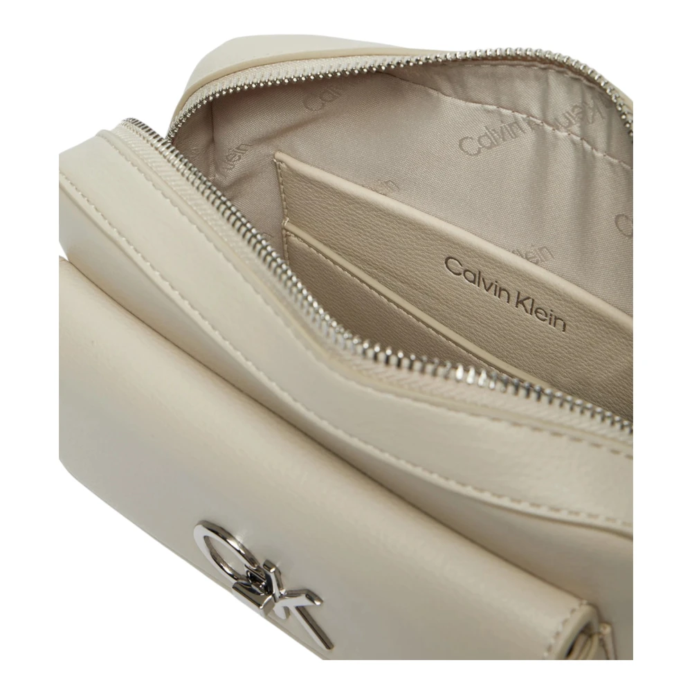 Calvin Klein Elegante middelgrote dames tas met klep sluiting Gray Dames