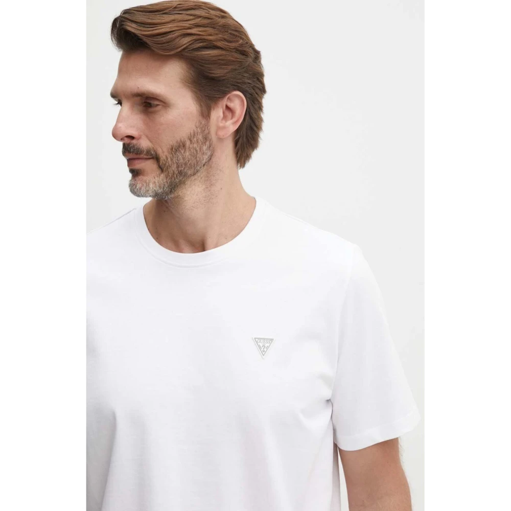 Guess Katoenen Patch Logo T-shirt White Heren