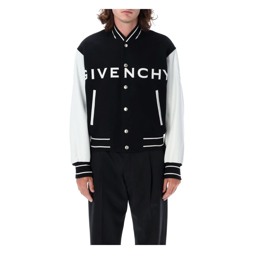 Givenchy Varsity Bomber Jack Zwart Wit Black Heren