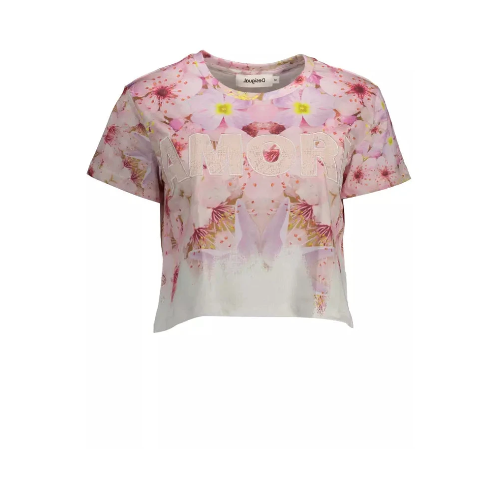 Desigual Pink Cotton Tops & T-Shirt - M - Image 2