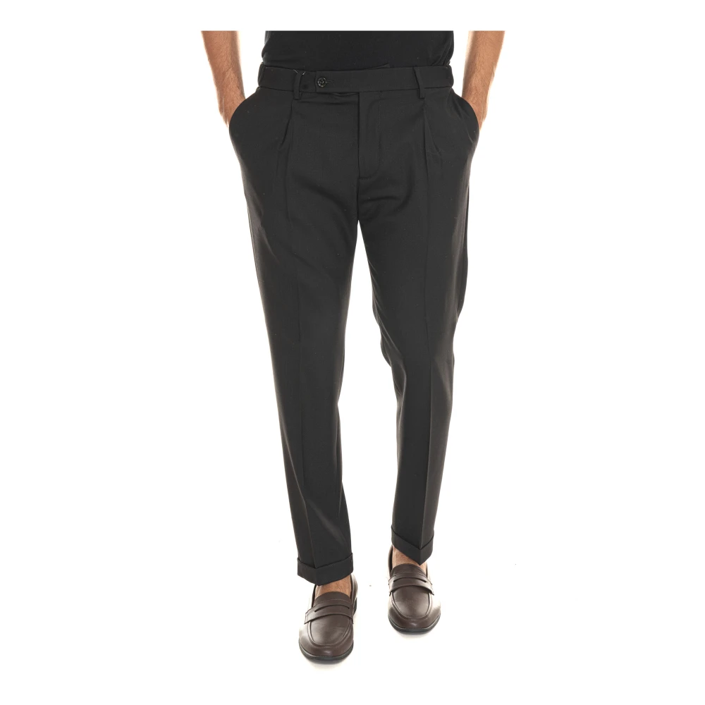 Berwich Retro Chino Broek met Elastische Taille Black Heren