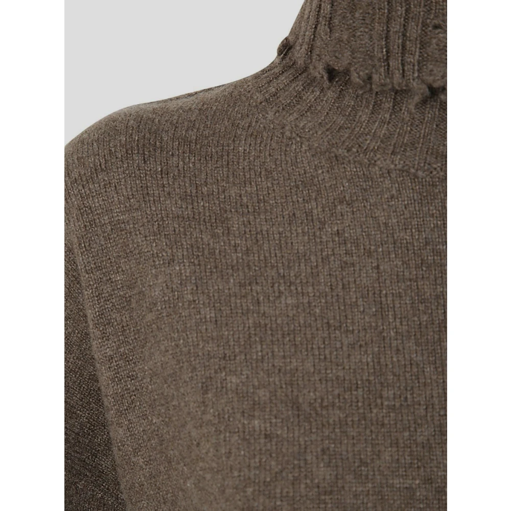 UMA Wang Kasjmier High Neck Gebreide Top Brown Dames