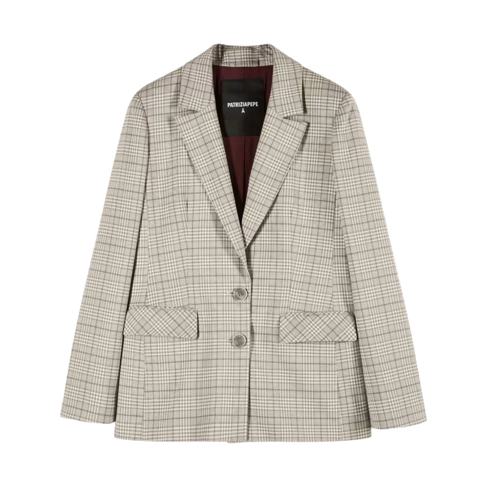 Patrizia Pepe Femme Beige Vestes, Taille: 40 Fr Blazer Fluide À Carreaux