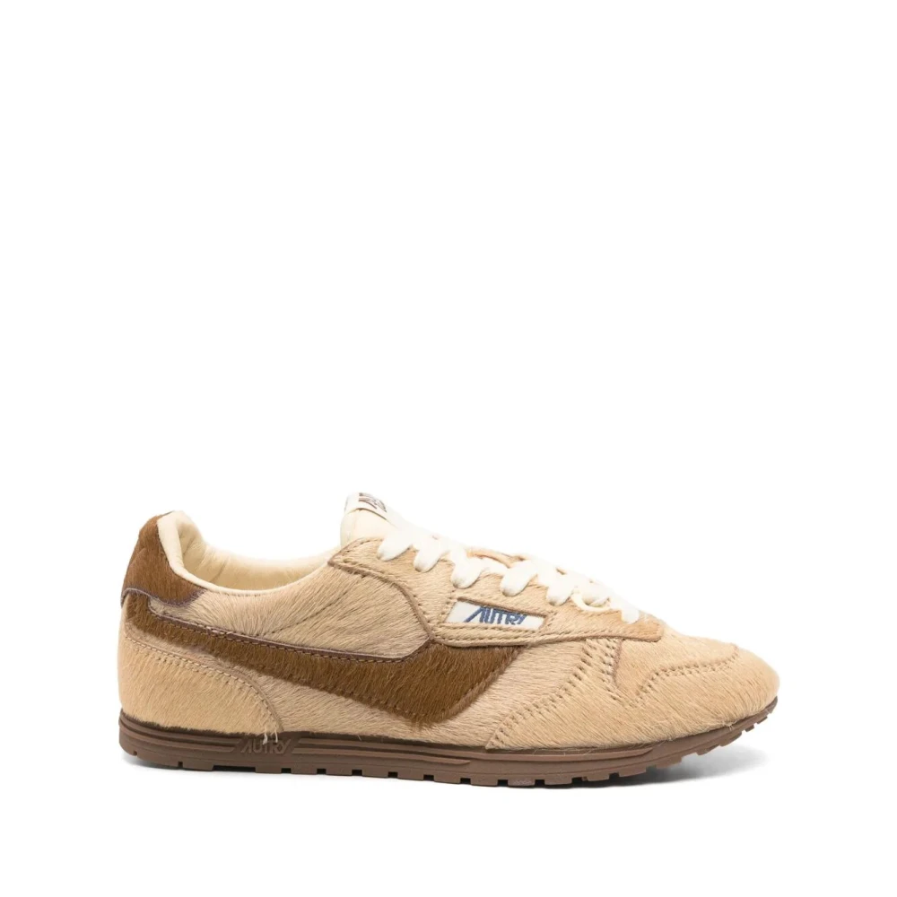 Autry Lage Pony Nylon Sneakers Dames Schoenen Bruin