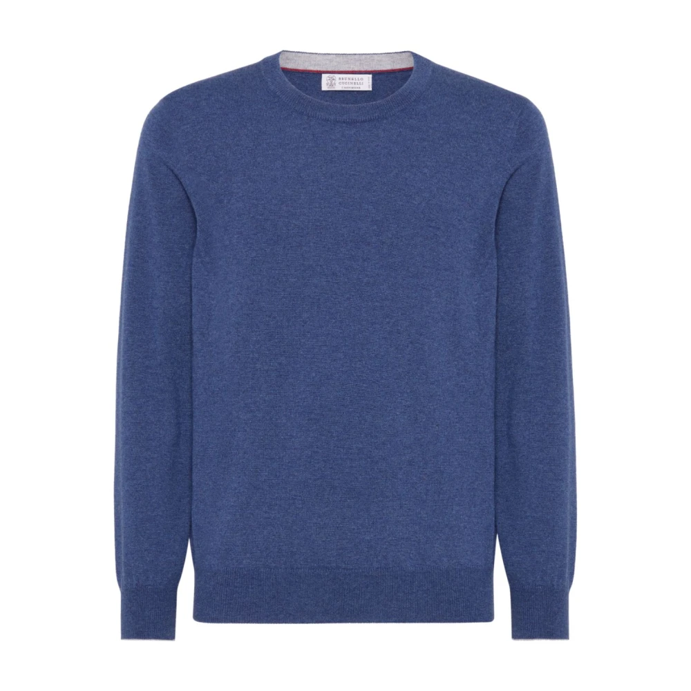 BRUNELLO CUCINELLI Blauwe Cashmere Crew Neck Sweater Blue Heren