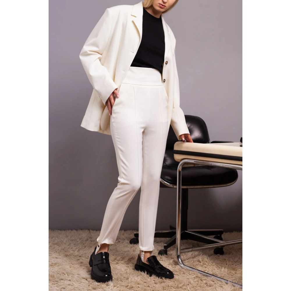 Loulou Studio Hoge Tapered Wollen Broek Beige Dames