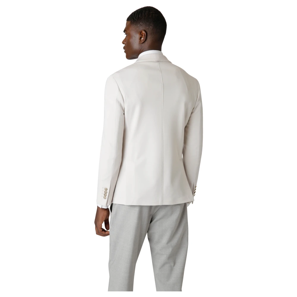 Eleventy Dubbelbreasted stretch wollen jas Beige Heren