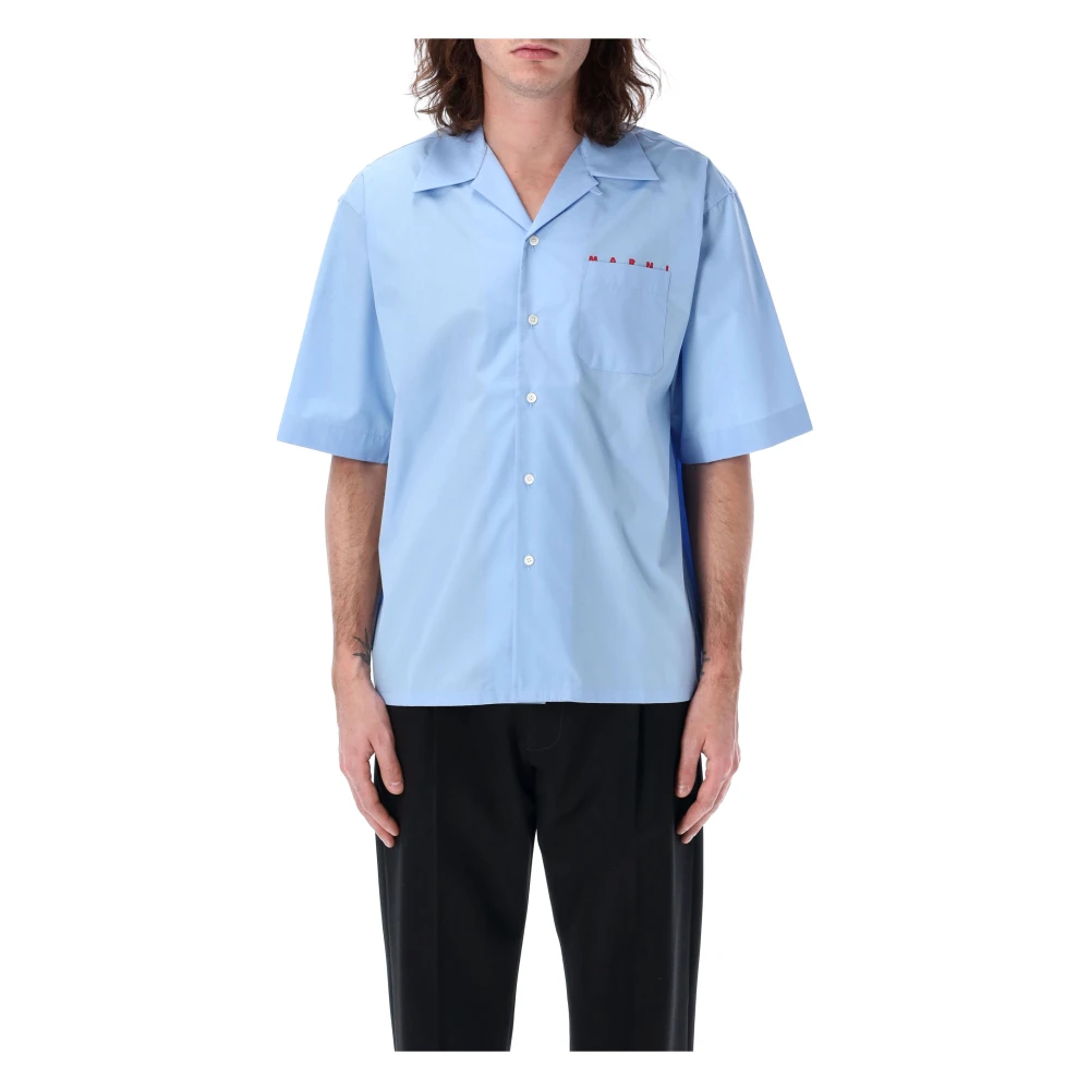 Marni Bowling Shirt met Logo Blue Heren