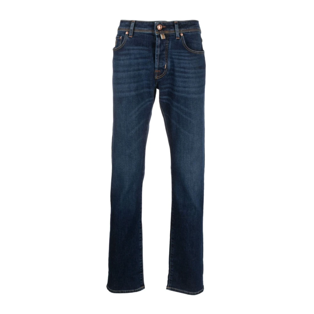 Jacob Cohën Indigo Blue Logo-Patch Straight-Leg Jeans Blue Heren