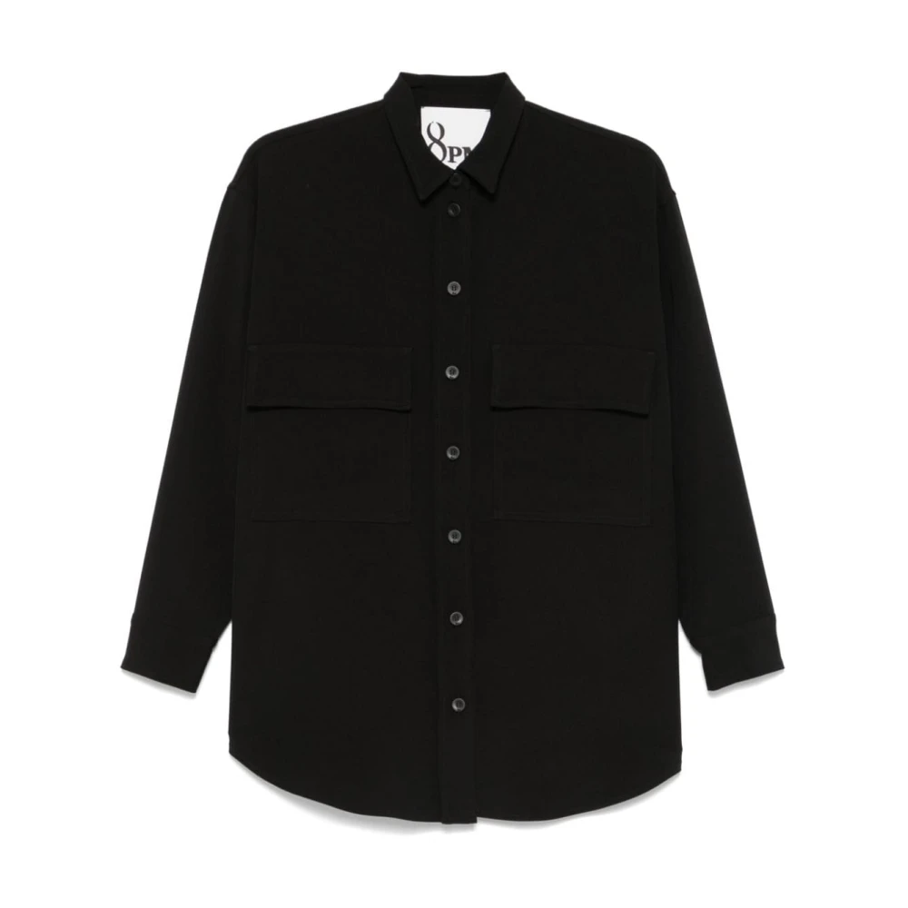 8pm Zwarte Twill Weave Overhemd Klassieke Stijl Black Dames