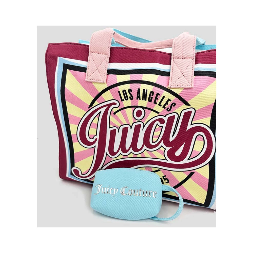 Juicy Couture Retro Logo Print Canvas Shopper Tas Multicolor Dames