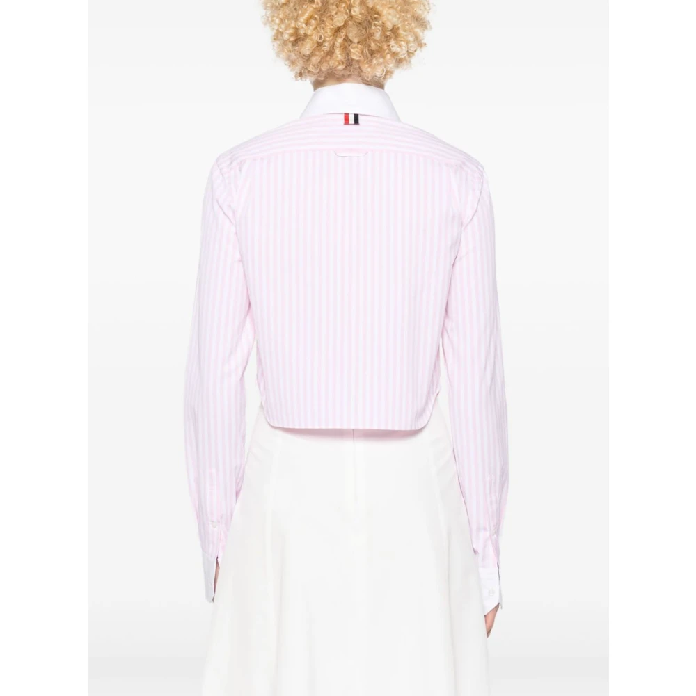 Thom Browne Roze Universiteit Streep Logo Shirt Pink Dames
