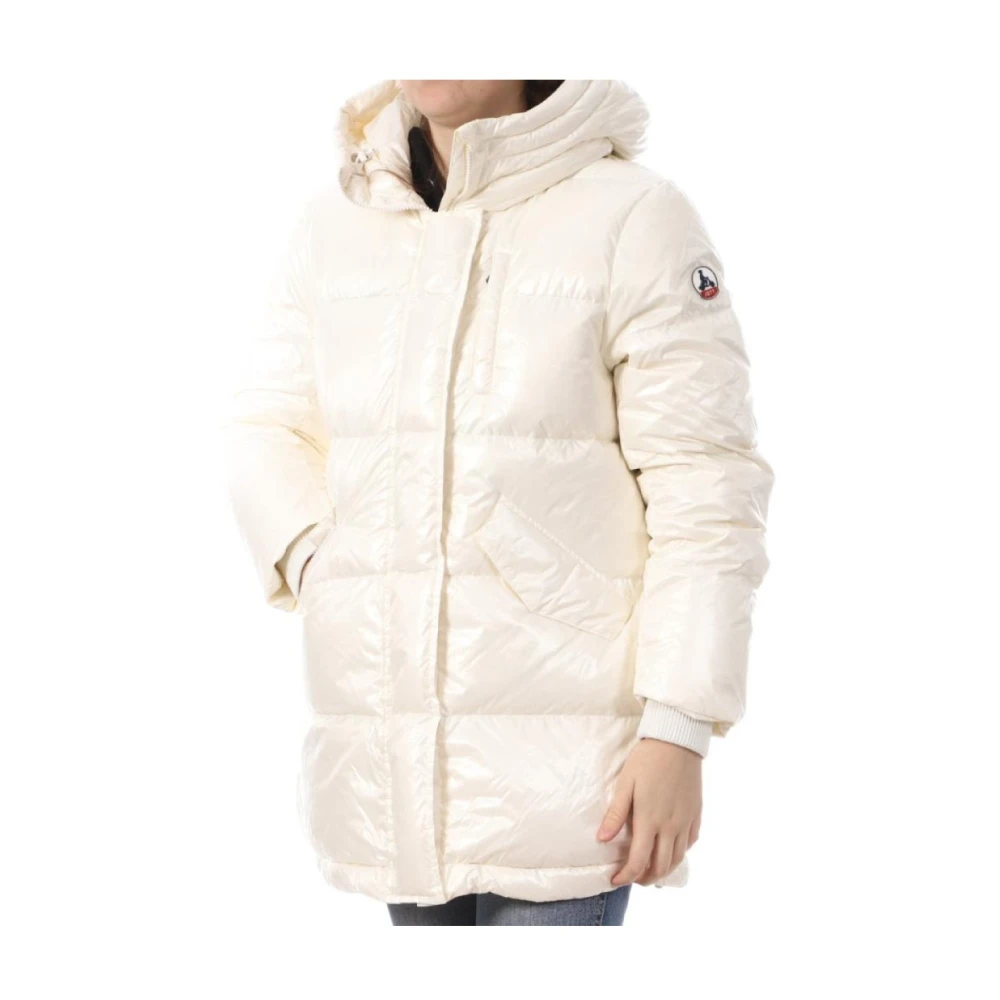 Jott Gewatteerde jas met capuchon en patchlogo Beige Dames