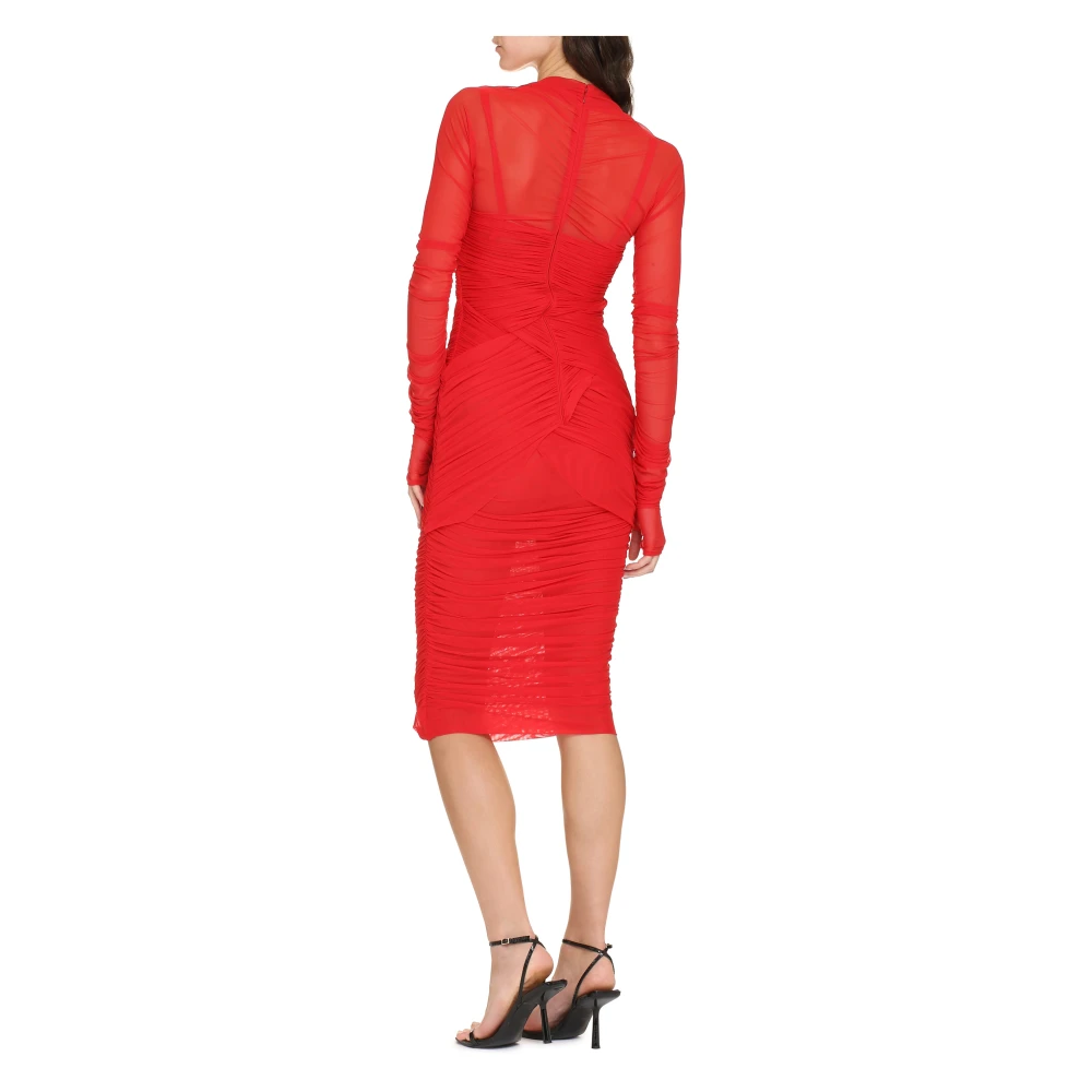 Dolce & Gabbana Gedrapeerd Elastisch Jurkje Red Dames