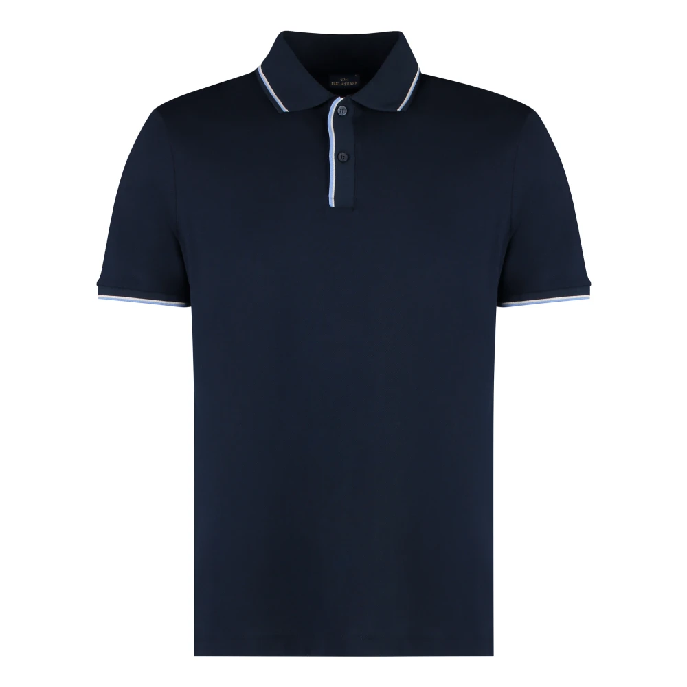 PAUL & SHARK Katoenen Polo Shirt Geribbelde Kraag Blue Heren